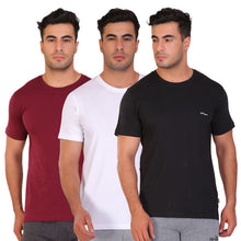 Hiflyers Men Slim Fit Solid Pack Of 3 Premium RN T-Shirt Black::White::Maroon