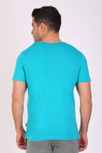 HiFlyers Men Slim Fit Solid Premium Rn Tshirts Teal Blue