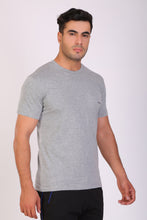 HiFlyers Men Slim Fit Self-Design Premium Rn Tshirts Grey Melange