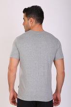 HiFlyers Men Slim Fit Self-Design Premium Rn Tshirts Grey Melange
