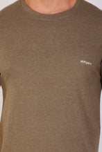 HiFlyers Men Slim Fit Self-Design Premium Melange Rn Tshirts Olive