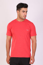 HiFlyers Men Slim Fit Self-Design Premium Melange Rn Tshirts Red