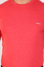 HiFlyers Men Slim Fit Self-Design Premium Melange Rn Tshirts Red