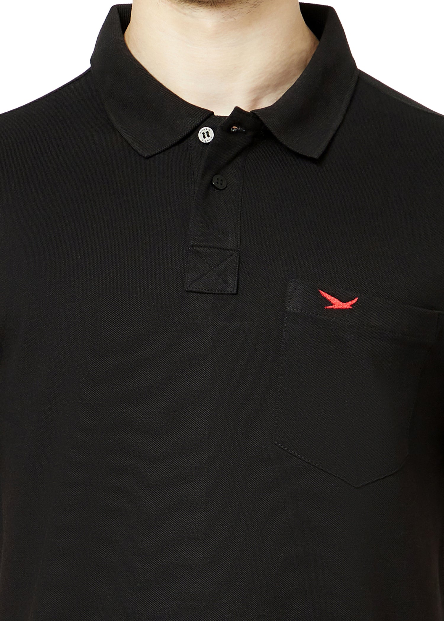 Hiflyers Men'S Solid Regular Fit Polo T-Shirt With Pocket -Black