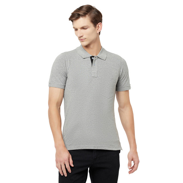 Hiflyers Men'S Solid Tshirts With Pocket Grey