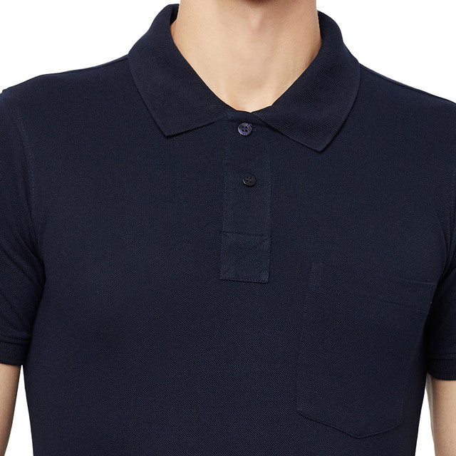 Hiflyers Men'S Solid Tshirts With Pocket Navy