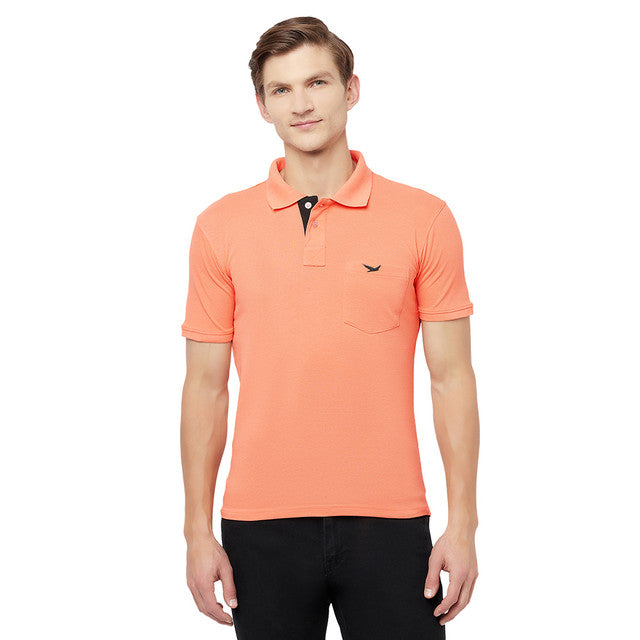 Hiflyers Men'S Solid Tshirts With Pocket Orange
