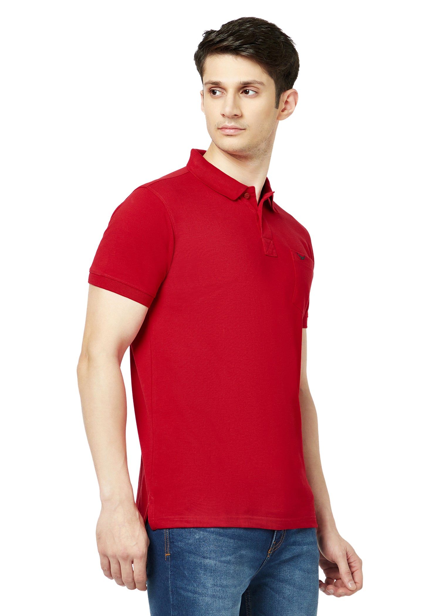 Hiflyers Men'S Solid Regular Fit Polo T-Shirt With Pocket -Red