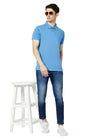Hiflyers Men'S Solid Regular Fit Polo T-Shirt With Pocket -Sky Blue