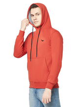 Hiflyers Men Rust Cotton Fleece Smart Fit  Solid Sweatshirt With Hood