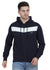 Hiflyers Mens Navy-White Regular Fit Printed Sweatshirt With Hood And Zipper