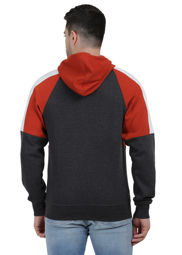 Hiflyers Mens Rust Regular Fit Printed Sweatshirt With Hood And Zipper