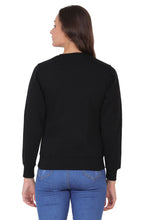 Hiflyers Women Black Regular Fit Printed Round Neck Sweatshirt
