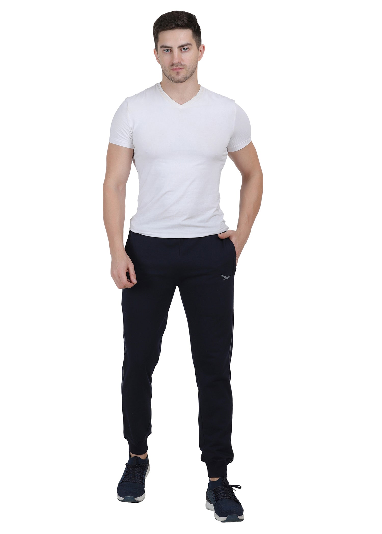 Hiflyers Mens Navy Slim Fit Solid Terry Joggers
