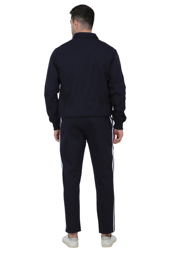 Hiflyers Mens Navy Regular Fit Solid Fleece Tracksuit