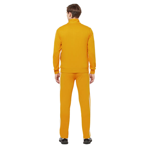 Hiflyers Mens Yellow Regular FitSolid Fleece Tracksuit