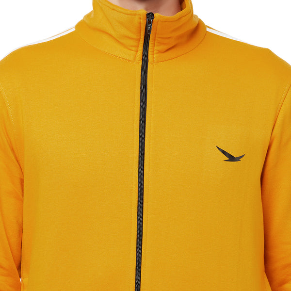 Hiflyers Mens Yellow Regular FitSolid Fleece Tracksuit