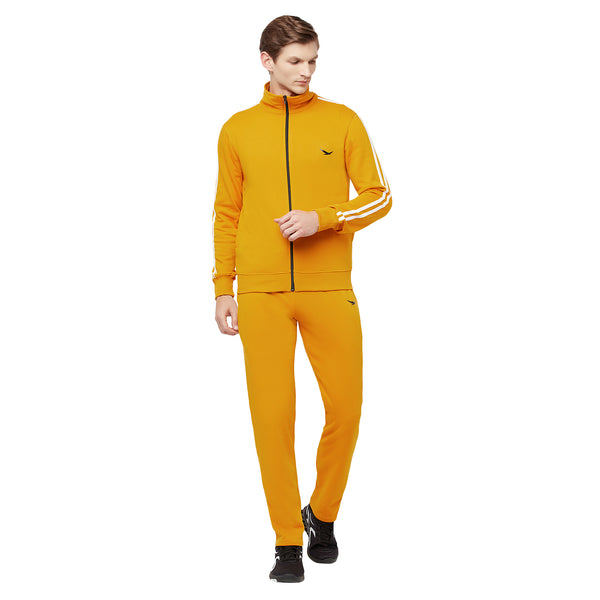 Hiflyers Mens Yellow Regular FitSolid Fleece Tracksuit