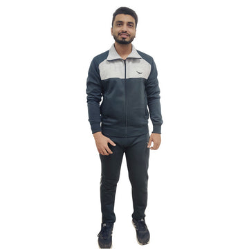 Hiflyers Mens Navy Regular Fit  Solid Fleece Tracksuit