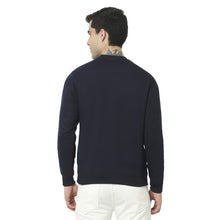 Hiflyers Mens Navy Slim Fit Solid Cotton Fleece Sweatshirt