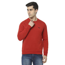 Hiflyers Mens Red Slim Fit Solid Cotton Fleece Sweatshirt