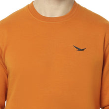 Hiflyers Mens Orange Slim Fit Solid Cotton Fleece Sweatshirt