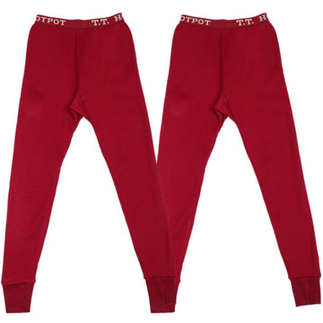 T.T. Kids Hotpot Plain Thermal trouser Pack Of 2 Red