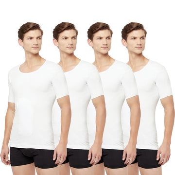 T.T. Men Interlock Half Sleev Vest With Pocket Pack Of 4 White