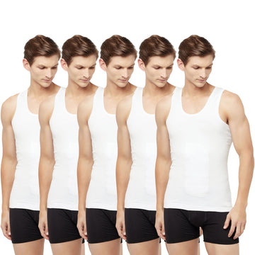 T.T. Men Interlock Sleeveless Vest With Pocket Pack Of 5 White