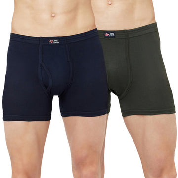 T.T. Mens Jazz Fine Long Inner Elastic Trunk  Pack Of 2 Olive::Navy