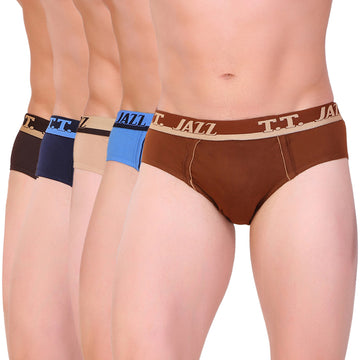 T.T. Men Jazz Brief Solid Pack Of 5 Assorted Colors