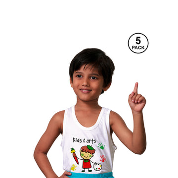 T.T. Cool Kids Pack OF 5 Printed Pure Cotton Innerwear Vest