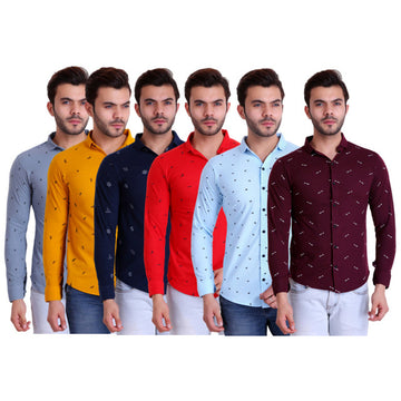 HiFlyers Mens Full Sleeves Shirt Pack Of 6 Assorted
