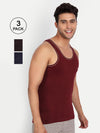 T.T. Men Captain Pack Of 3 Solid Dyed Vest Assorted