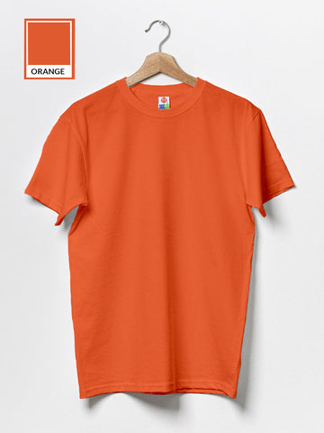 T.T. Men's Solid Eco Friendly (Cotton Rich) Recycled Fabric Regular Fit Round Neck T-Shirt-Orange