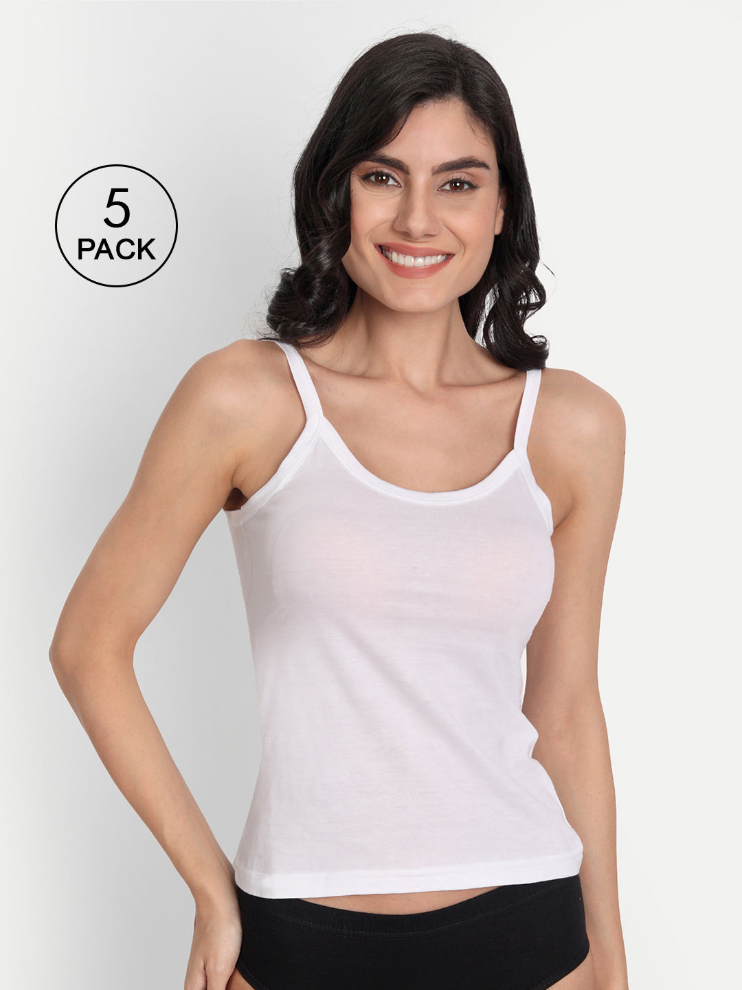 T.T. Women Pearl Pack Of 5 White Solid Slips