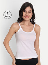 T.T. Women Pearl Pack Of 5 White Solid Slips