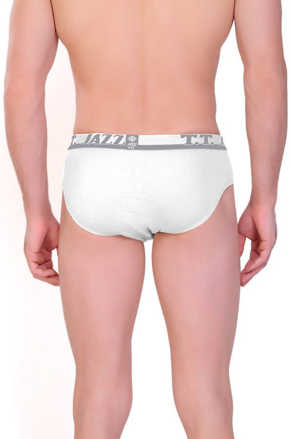 T.T. Mens Jazz Brief Top Elastic Pack Of 3 White