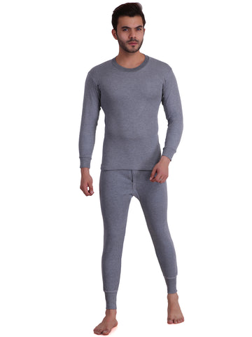 T.T. Mens Grey Slim Fit  Solid Titanic Thermal Set