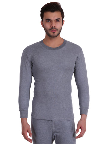 T.T. Mens Grey Slim Fit  Solid Titanic Winter Thermal Top