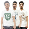 T.T. Men Organic Cotton Printed T-Shirts Round Neck- VNeck White Pack of 3( assorted)