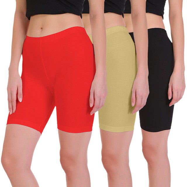 Buy Shorts for Women Pack of 3, Baby Pink, Black and Grey for Gym and Walk  Casual. (XS) at