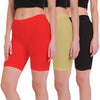 T.T. Women 100% Cotton Multipurpose Shorts Pack Of 3 Red Skin Black