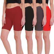 T.T. Pearl Women 100% Cotton Multipurpose Shorts Pack Of 4 Assorted