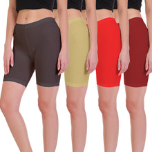 T.T. Pearl Women 100% Cotton Multipurpose Shorts Pack Of 4 Assorted