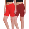 T.T. Pearl Women 100% Cotton Multipurpose Shorts Pack Of 2 Red & Maroon