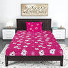 T.T. Magenta & White Floral Print Single Bedsheet with 1 Pillow Cover
