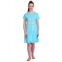 T.T. Women Half Sleeves 3/4Th Gown - Light Blue