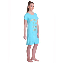 T.T. Women Half Sleeves 3/4Th Gown - Light Blue