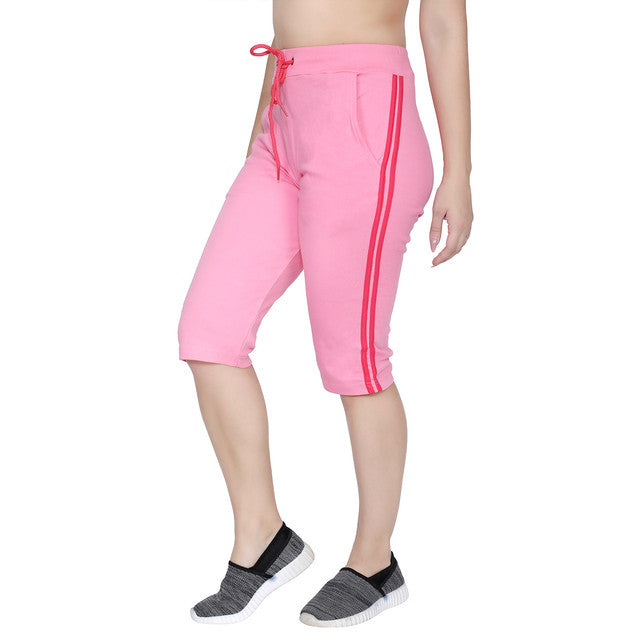 Buy Women Pink Cotton Capri Online In India: TT Bazaar